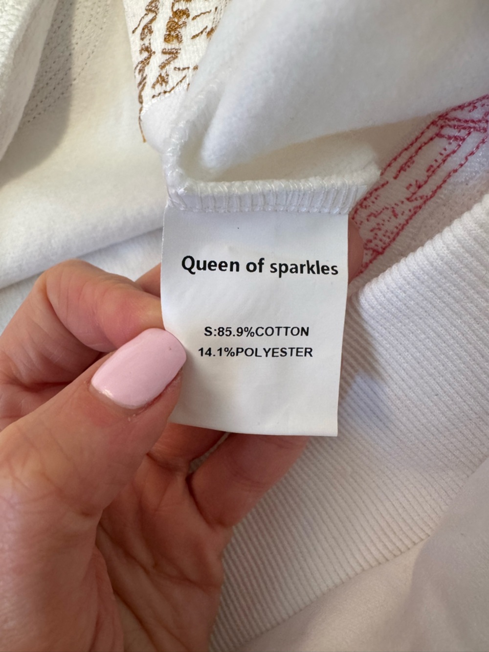❌SOLD❌New! QUEEN OF SPARKLES White Sequin Bagel & Coffee Sweatshirt - Picture 9 of 9